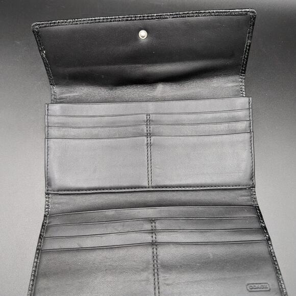 Coach Wallet Womens Black Slim Signature Patent Leather Envelope Clutch F42818 - Picture 5 of 10